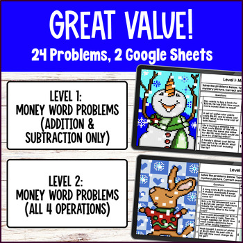 Money Word Problems 4th Grade Digital Pixel Art Four Operations Decimals — preview page 2 of 4