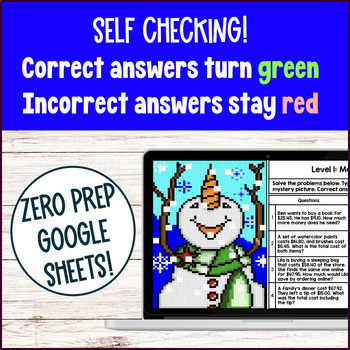 Money Word Problems 4th Grade Digital Pixel Art Four Operations Decimals — preview page 3 of 4