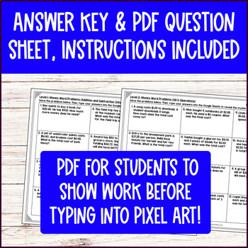 Money Word Problems 4th Grade Digital Pixel Art Four Operations Decimals — preview page 4 of 4