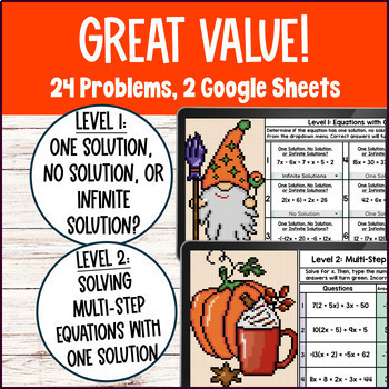 [Free] Linear Equations with One No or Infinite Solutions Digital Pixel Art Fall — preview page 2 of 4