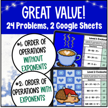 [Winter] Evaluating Expressions Digital Pixel Art Order of Operations PEMDAS — preview page 2 of 4