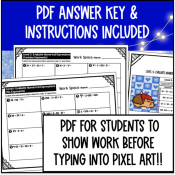 [Winter] Evaluating Expressions Digital Pixel Art Order of Operations PEMDAS — preview page 4 of 4