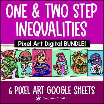 One Step and Two Step Inequalities Digital Pixel Art BUNDLE