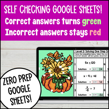 One Step and Two Step Inequalities Digital Pixel Art BUNDLE — preview page 3 of 4