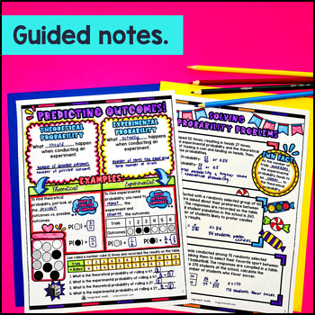 Theoretical and Experimental Probability Guided Notes w/ Doodles — preview page 2 of 4