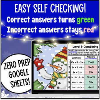 [Christmas] Combining Like Terms Digital Pixel Art — preview page 3 of 4