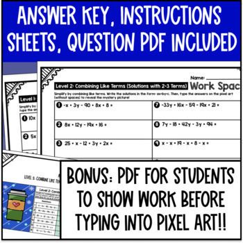 [Christmas] Combining Like Terms Digital Pixel Art — preview page 4 of 4