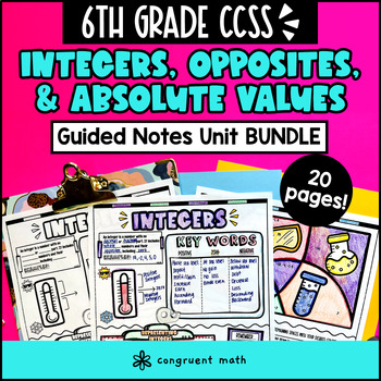 Integers Opposites Absolute Values Guided Notes Unit BUNDLE