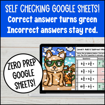 Adding and Subtracting Mixed Numbers with Like Denominators Digital Pixel Art — preview page 3 of 4