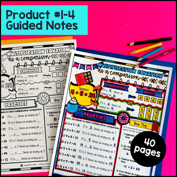 Multistep Word Problem Multiplicative Comparison 4th Grade Notes Pixel Art — preview page 2 of 4