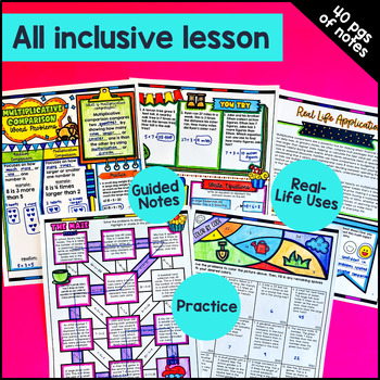 Multistep Word Problem Multiplicative Comparison 4th Grade Notes Pixel Art — preview page 3 of 4