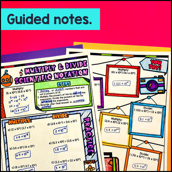 Multiplying Dividing Scientific Notation Guided Notes with Doodles — preview page 2 of 4