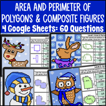 [Winter] Area and Perimeter of Composite Figures Digital Pixel Art BUNDLE — preview page 2 of 4