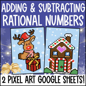 Thumbnail for Adding and Subtracting Rational Numbers Digital Pixel Art Fractions Integers