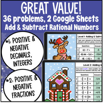 Adding and Subtracting Rational Numbers Digital Pixel Art Fractions Integers — preview page 2 of 4