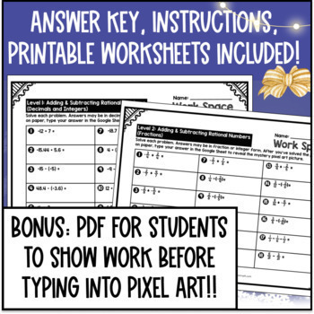 Adding and Subtracting Rational Numbers Digital Pixel Art Fractions Integers — preview page 4 of 4