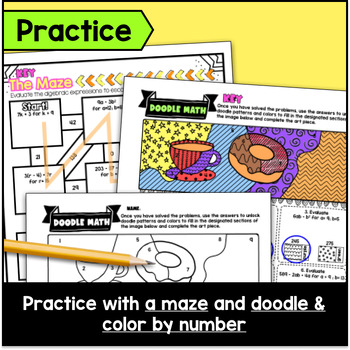 Evaluating Algebraic Expressions Guided Notes & Doodles — preview page 3 of 4