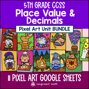 Place Value & Decimals Pixel Art Unit BUNDLE