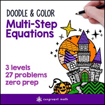 [Fall] Multi Step Equations Doodle Math, Twist on Color by Number Worksheets