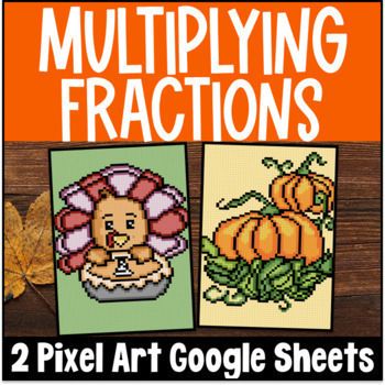 Thumbnail for Multiplying Fractions by Whole Numbers and Fractions Halloween Digital Pixel Art