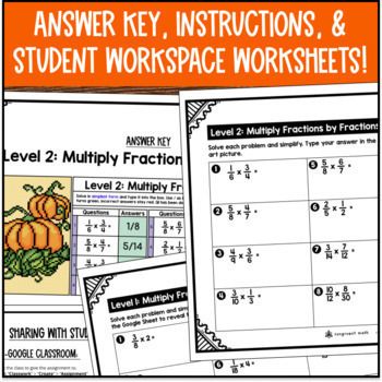 Multiplying Fractions by Whole Numbers and Fractions Halloween Digital Pixel Art — preview page 4 of 4