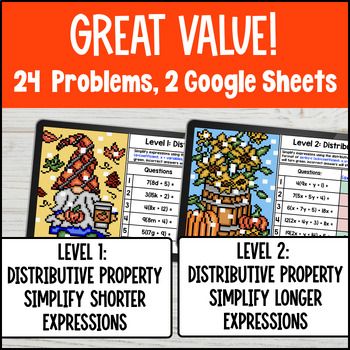 [Fall] Distributive Property & Combining Like Terms Digital Pixel Art Positive — preview page 2 of 4