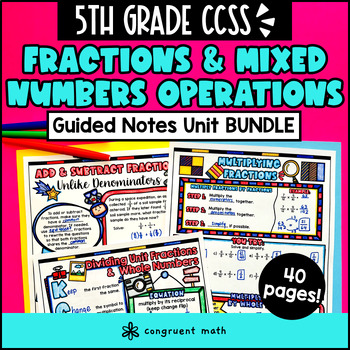 Fraction and Mixed Number Operations Guided Notes w Doodles