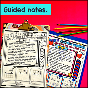 Multi Digit Multiplication Whole Numbers Guided Notes with Doodles Sketch Notes — preview page 2 of 4