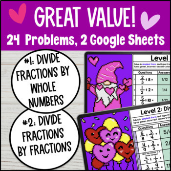 Dividing Fractions Digital by Whole Numbers & Fractions Digital Pixel Art CCSS — preview page 2 of 4