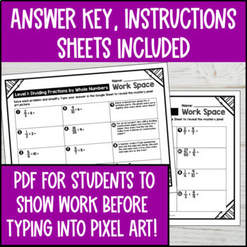 Dividing Fractions Digital by Whole Numbers & Fractions Digital Pixel Art CCSS — preview page 4 of 4