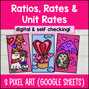 Thumbnail for Ratios, Rates, and Unit Rates Digital Pixel Art | Ratio Tables Equivalent Ratios