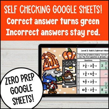 Adding Subtracting Multiplying Fractions w Like Denominators Halloween Pixel Art — preview page 3 of 4