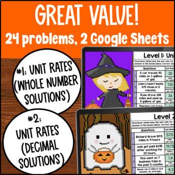 [Fall Thanksgiving] Unit Rates & Unit Pricing Digital Pixel Art Unit Price Rates — preview page 2 of 4