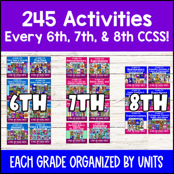 6th-8th Grade Math Full Year Digital Pixel Art BUNDLE — preview page 2 of 4