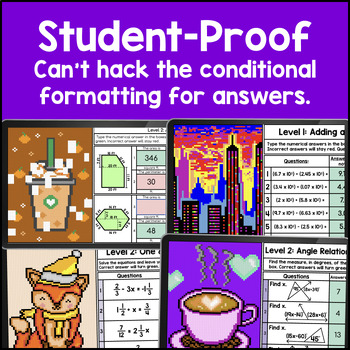 6th-8th Grade Math Full Year Digital Pixel Art BUNDLE — preview page 4 of 4