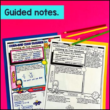 Multistep Word Problems 4 Operations Guided Notes w/ Doodles 4th Grade CCSS TEKS — preview page 2 of 4