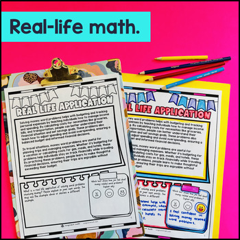 Money Word Problems & Decimals 4th Grade Guided Notes with Doodles 4.MD.A.2 — preview page 4 of 4
