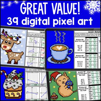 [Christmas] 8th Grade Digital Pixel Art BUNDLE Winter Activities Sub Plans — preview page 2 of 4