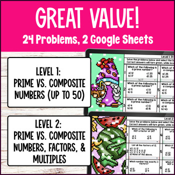 Prime and Composite Numbers Factors & Multiples Digital Pixel Art 4th Grade — preview page 2 of 4