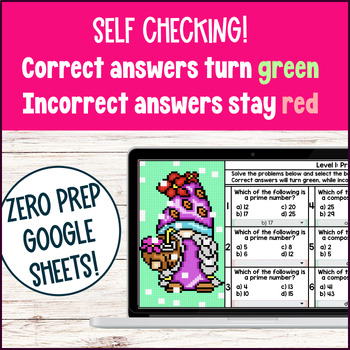 Prime and Composite Numbers Factors & Multiples Digital Pixel Art 4th Grade — preview page 3 of 4