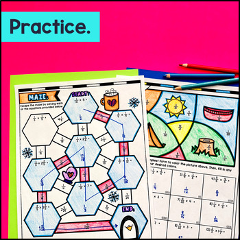 Multiplying Fractions, Whole Numbers, Mixed Numbers Guided Notes Doodles Tiling — preview page 3 of 4