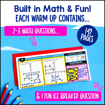 8th Grade Math Warm Ups Full-Year Bell Ringers Back to School BUNDLE CCSS TEKS — preview page 3 of 4