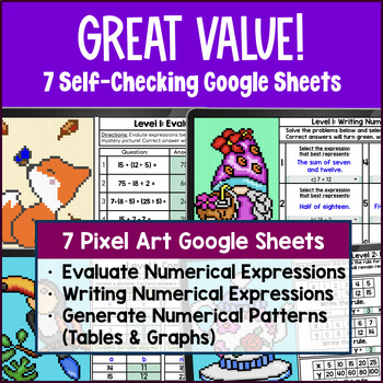 Numerical Expressions & Patterns Pixel Art BUNDLE — preview page 2 of 4