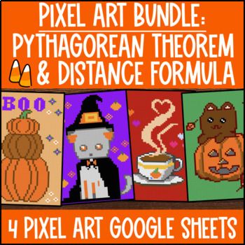 Pythagorean Theorem Halloween Digital Pixel Art Distance Formula Hypotenuse Legs