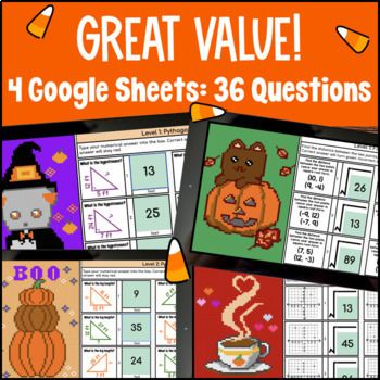 Pythagorean Theorem Halloween Digital Pixel Art Distance Formula Hypotenuse Legs — preview page 2 of 4