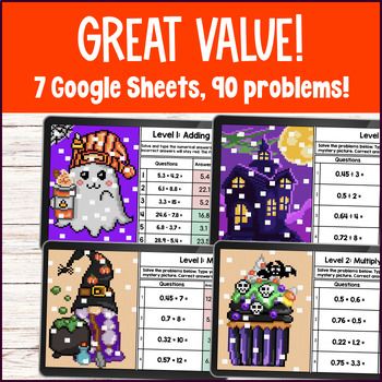 Thanksgiving Decimal Operations Digital Pixel Art — preview page 2 of 4