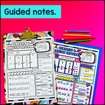 Generate and Analyze Patterns & Rule Guided Notes w/ Doodles 4th Grade 4.OA.C.5 — preview page 2 of 4