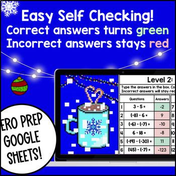 [Christmas] 7th Grade Digital Pixel Art BUNDLE Winter Math Activities Sub Plans — preview page 2 of 4
