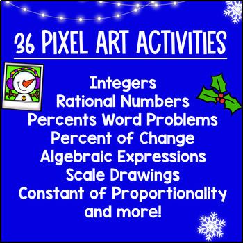 [Christmas] 7th Grade Digital Pixel Art BUNDLE Winter Math Activities Sub Plans — preview page 3 of 4