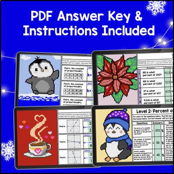 [Christmas] 7th Grade Digital Pixel Art BUNDLE Winter Math Activities Sub Plans — preview page 4 of 4